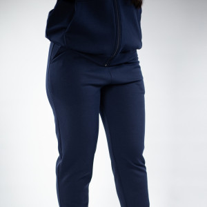 Женские тёплые штаны джоггеры на меху,синего цвета #1